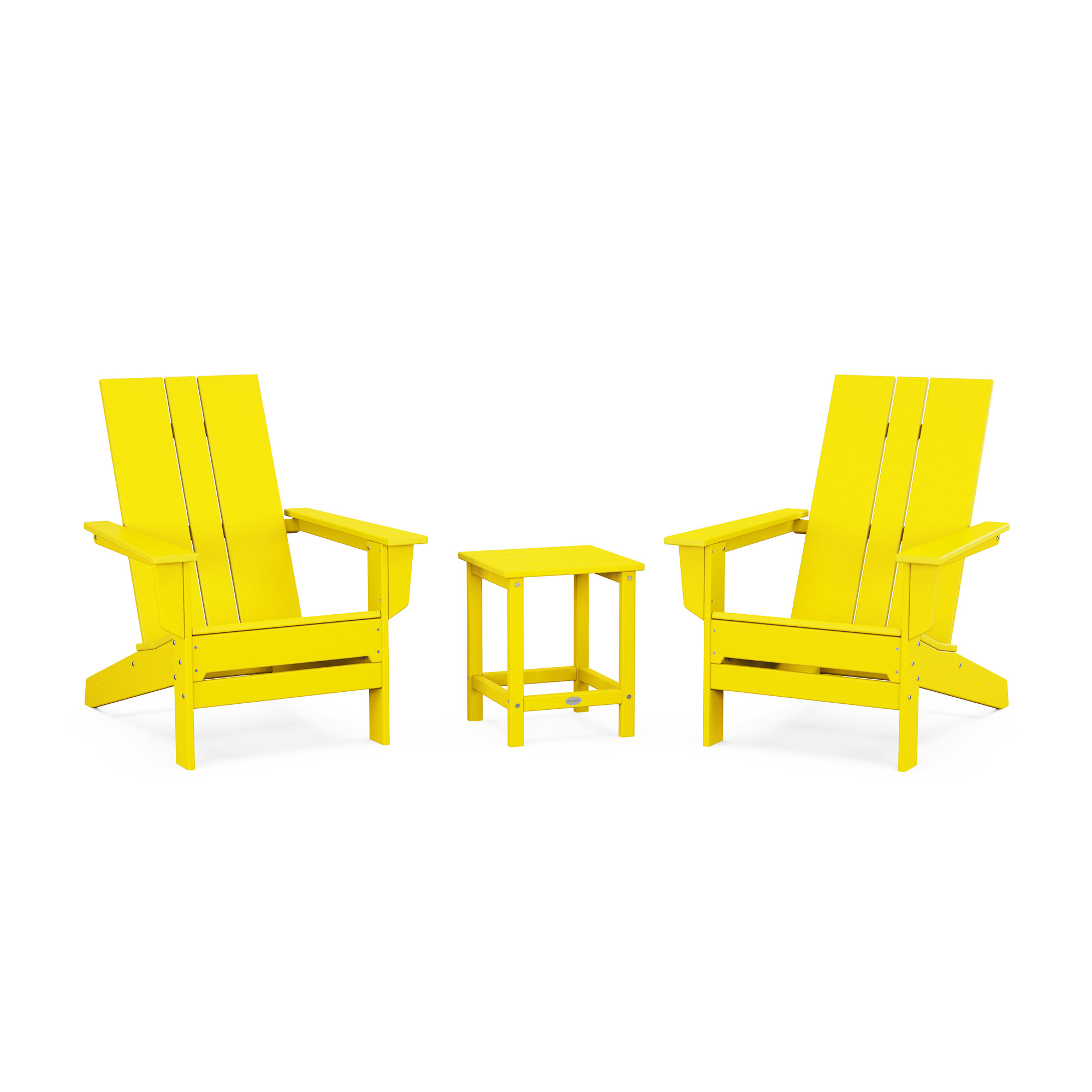 POLYWOOD x AllModern Adirondack Chairs with Table, Lemon