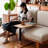 Burlywood+Black+Silver Rectangular Solid Wood+Aluminium Alloy End Table