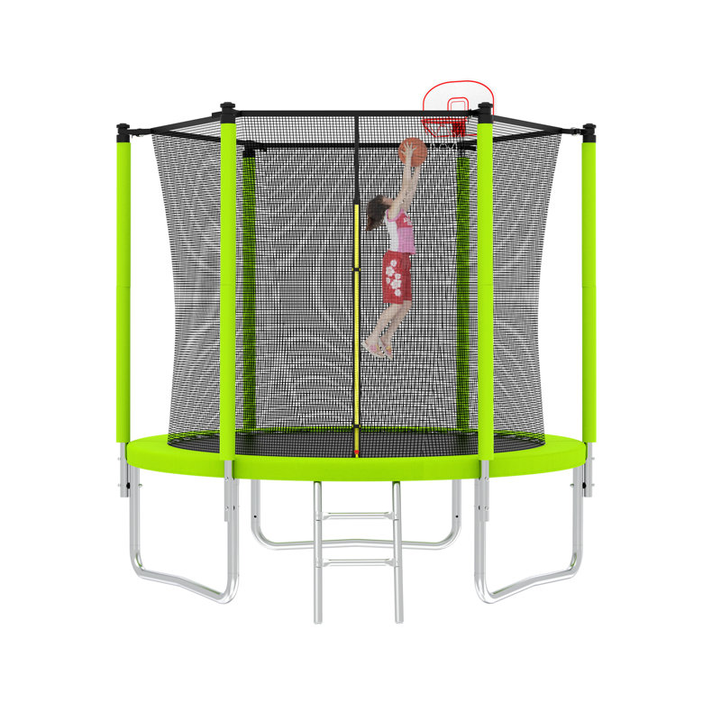 Creationstry 8' x 8' Round Backyard Trampoline, Green