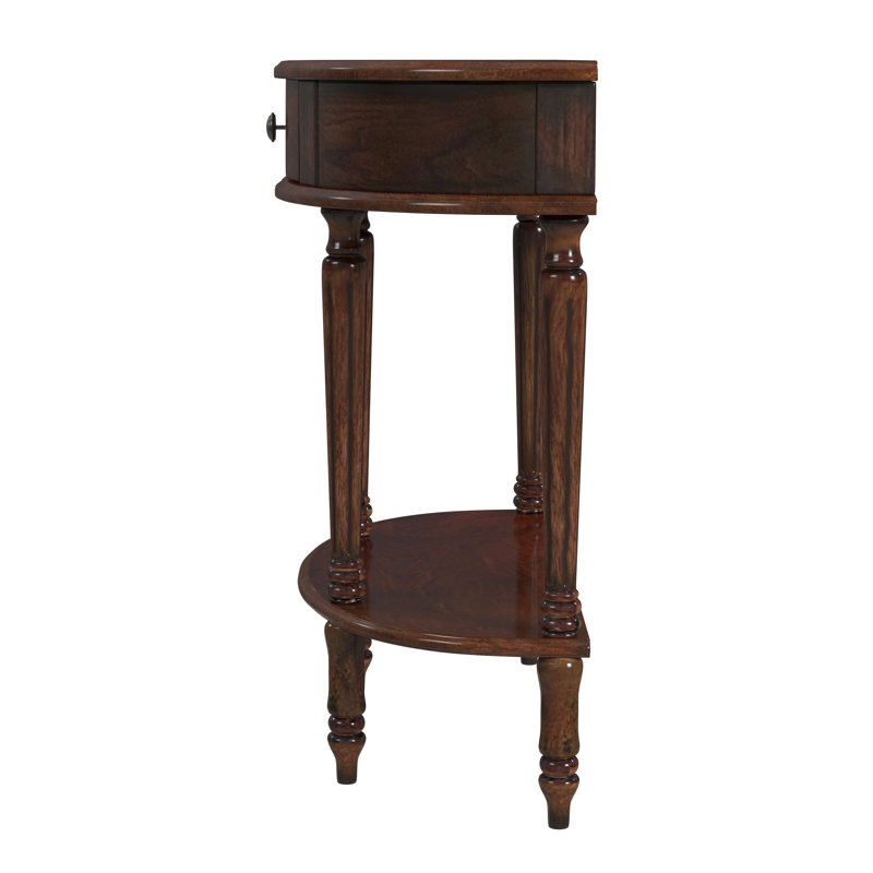 Mozart Demilune Console Table with Storage, Dark Cherry