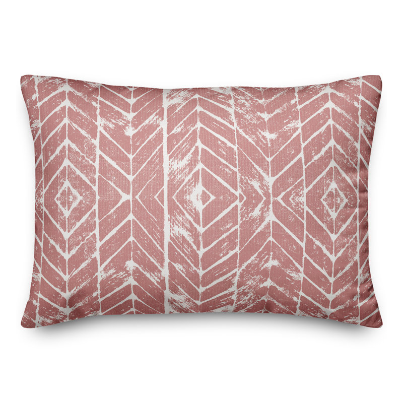 Distress Chevron 16 Outdoor Rectangular Pillow Cover & Insert, Pink
