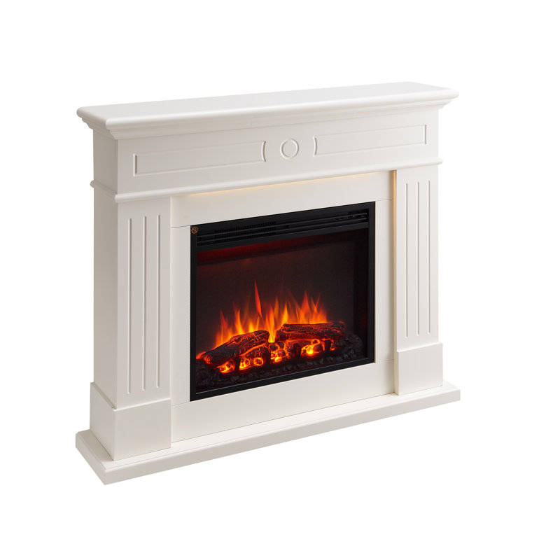 FLAMME 43" Electric Fire and Surround, Freestanding Suite, Everleigh, White