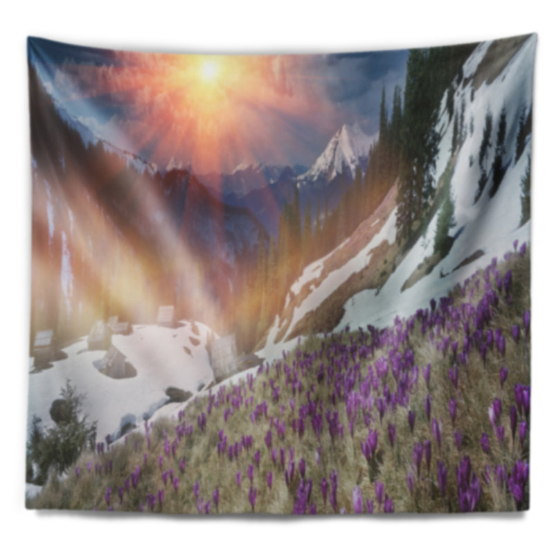 Tapisserie fleurs en carpathians crocus Landscape, H 32 po x l 39 po