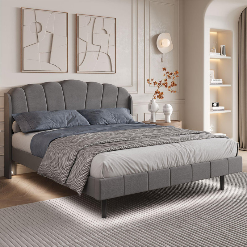 Duboce Upholstered UK King - DE 150 X 200 Cm Bed, Grey