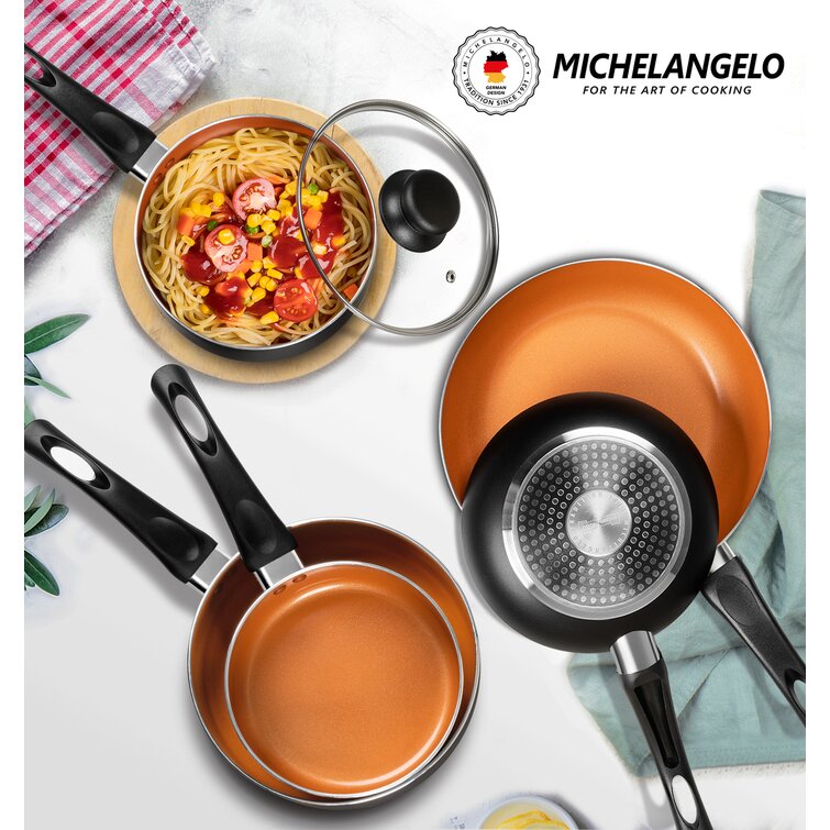 MICHELANGELO Wok Pans with Lid, Nonstick Wok with Frying Basket