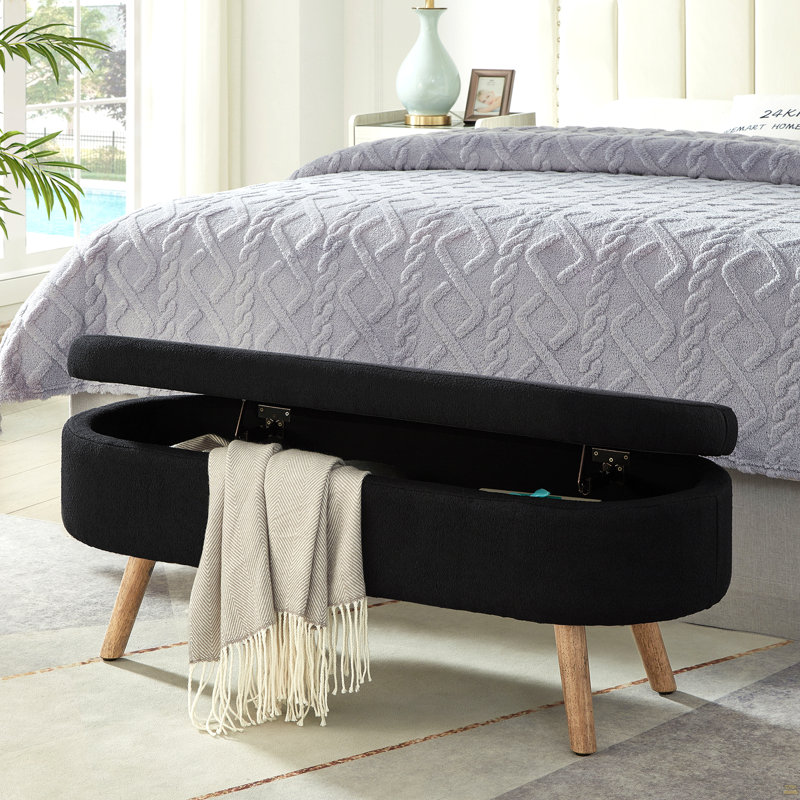 Banc de rangement avec repose-pieds ovale Luxury, Black