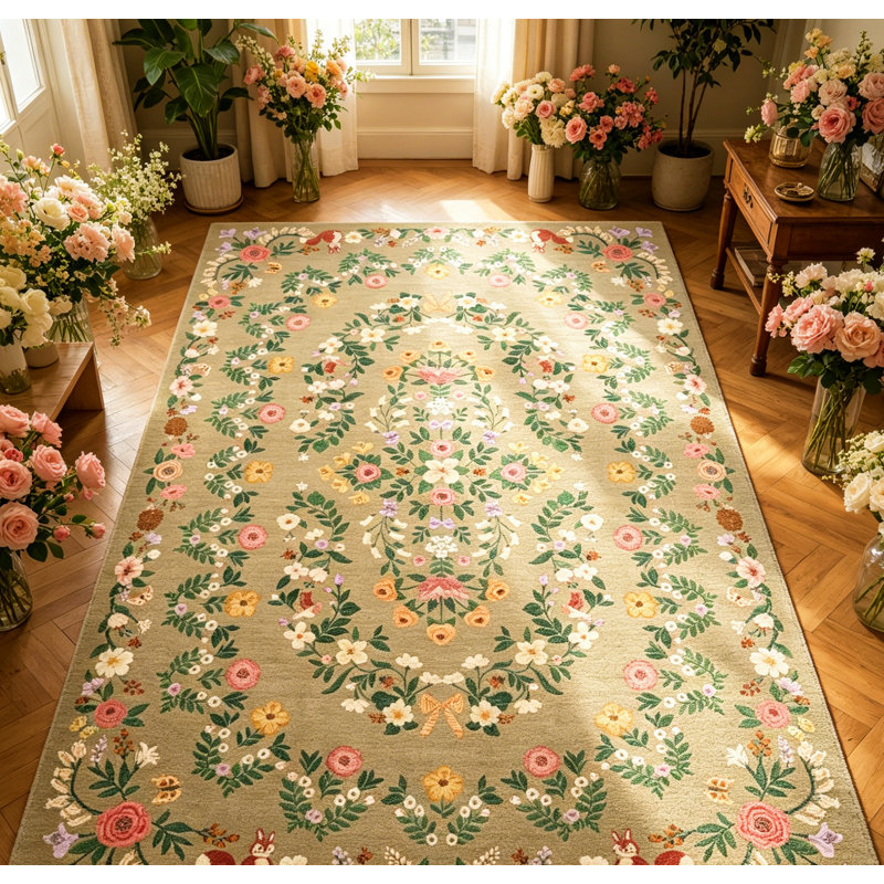 Tapis rétro taupe lavable pour l'intérieur, Brown, Rectangle 5' x 7'