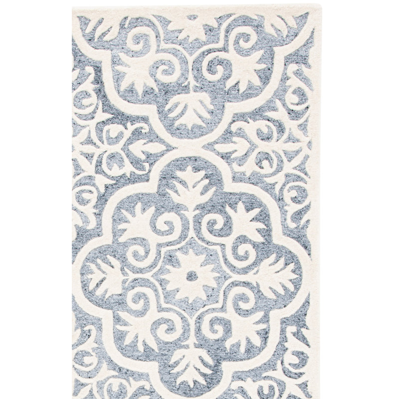 Metro Hand Tufted Wool And Cotton With Latex Damask Rug, Rectangle 5' x 8'