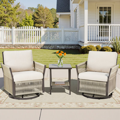 2 chaises d'extérieur pivotantes avec une table d'appoint, 3 chaises pour le porche, la piscine, la terrasse et la cour
