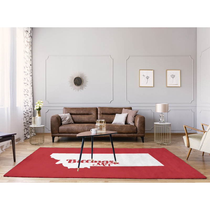 Tapis de zone rouge en polyester billings montana, Rectangle 9 pi x 12 pi