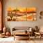 Cactus, paysage désertique, coucher de soleil, arbres de cactus, soleil, couleurs chaudes, ensemble de 3 impressions sur toile-287791378