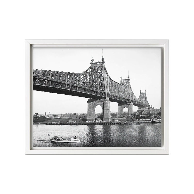 Pont de Queensboro, Canvas, 18"H x 24"W, White Framed