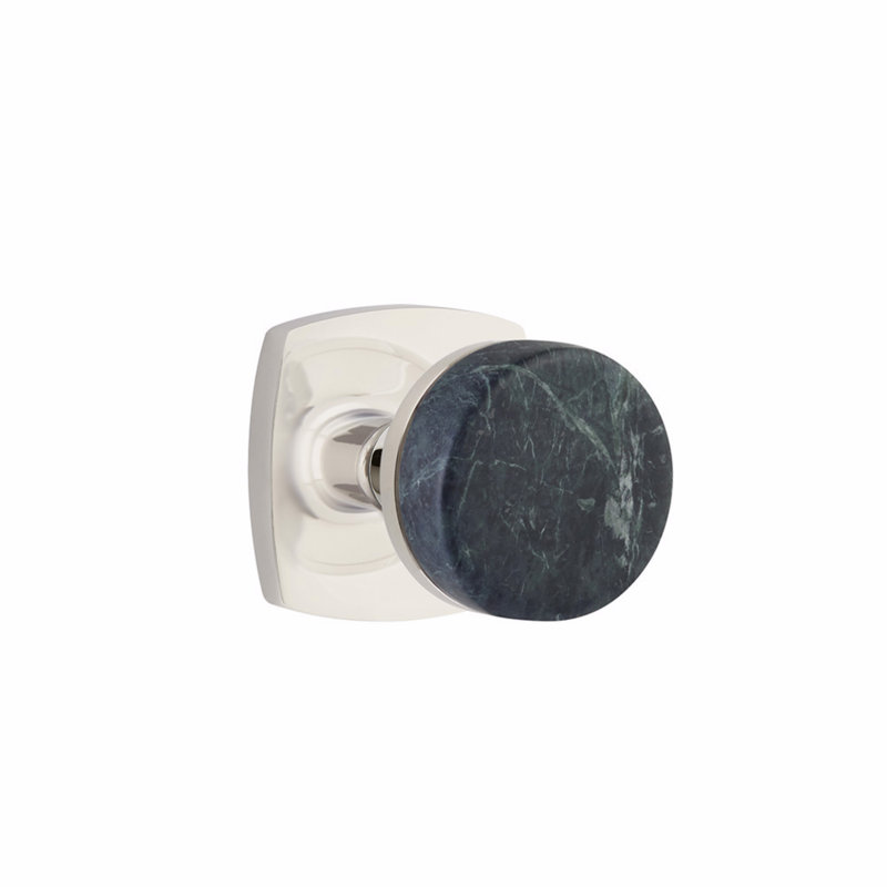 Select Round Knob with Square Rosette, Polished Nickel, Privacy (Bed & Bath)