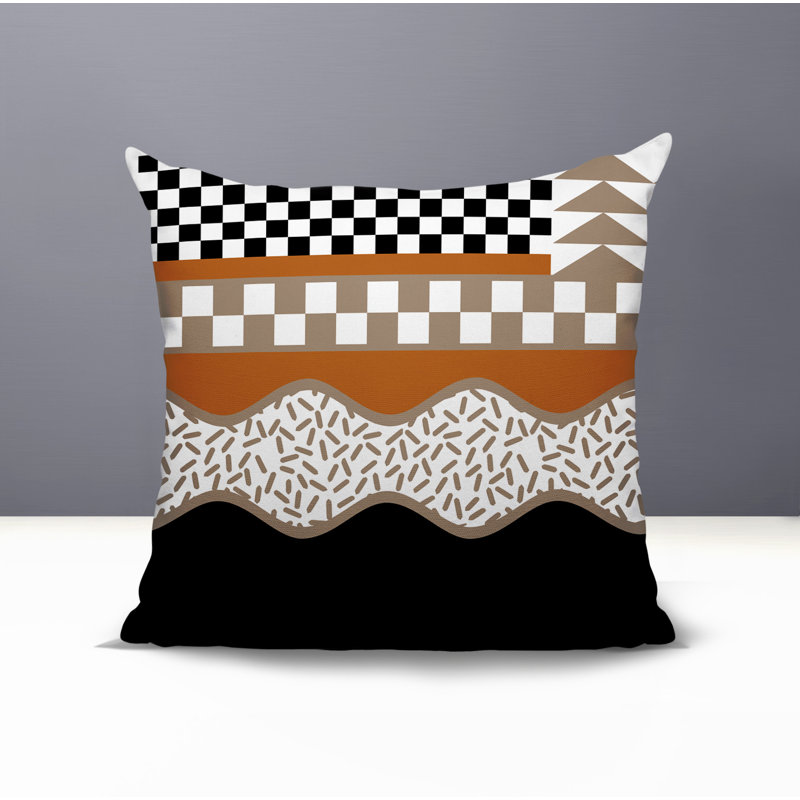 Coussin carré intérieur / extérieur Trix Abstract, Carré 20 po, Orange