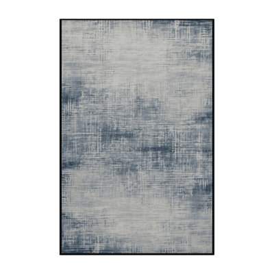 Machine Washable Abstract Gray Area Rug