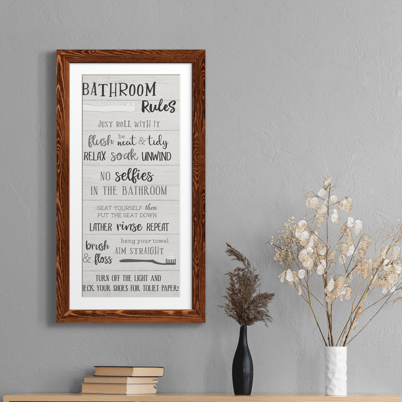 "Bathroom Rules" - Art textuel sur toile, Érable