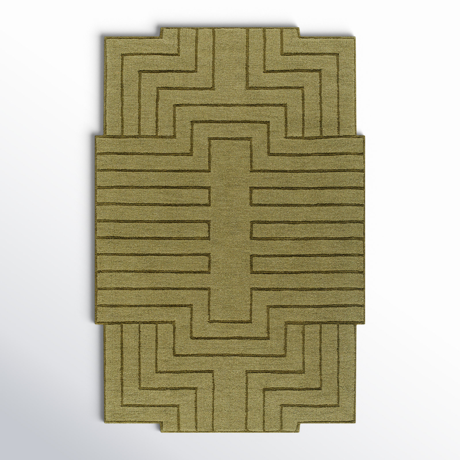 Loretto Hand Loomed Wool Green Rug, Novelty 2' x 3'