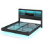 Cadre de lit flottant avec lumières à DEL et rangement pour tête de lit, lit flottant visuel avec station de charge, lit plateforme en métal avec structure stable, pas besoin de sommier, facile à assembler-1389302776-1389979031