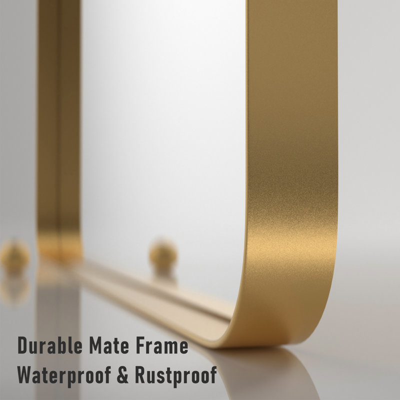 Morelock Metal Rectangle Bathroom Mirror Wall Mirrors, Gold, 36" x 24"