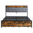 King Bed Frame With Led Lights And Remote, Storage Headboard, 2 Drawers, Charging Station, Grey, No Box Spring, Straightforward Setup, Modern Bedroom Style, Metal Structure For Strength, Noise --370893796