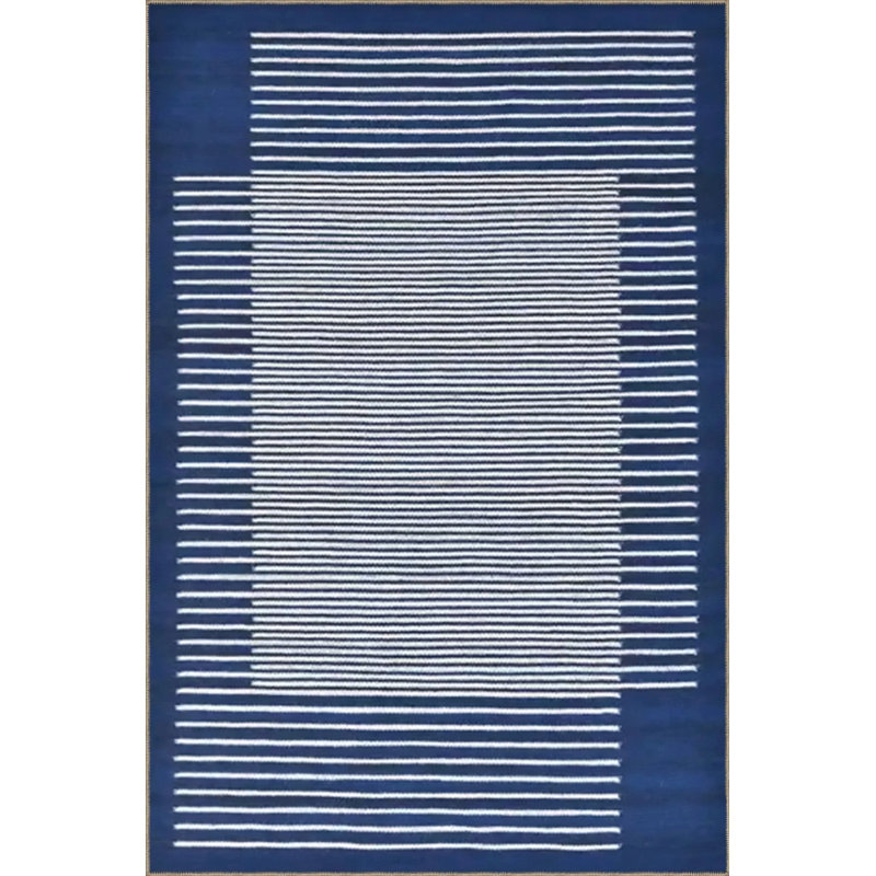 Blue Themed Striped Stripe Patterned Creative Modern Decorative Carpet, Rectangle 2'4" x 4'