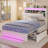 Bed Frames with Storage Headboard & 4 Drawers, LED Bed Frame with Charging Station, Upholstered Platform Bed,No Box Spring Needed-448390141-448931453