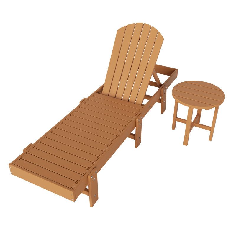 Altura Outdoor Chaise Lounge with Table, Teak Brown