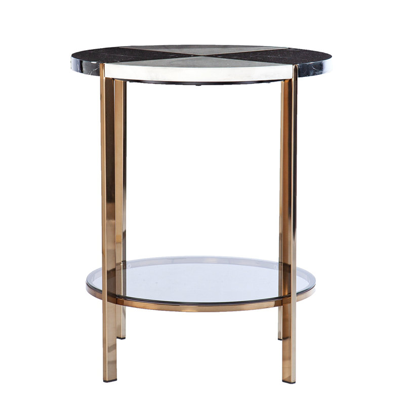 Table de bout ronde en faux marbre