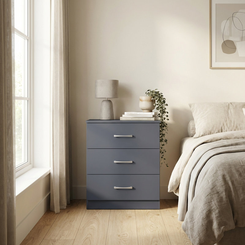 Highbury 3 Drawer Chest of Drawers, Dark Grey