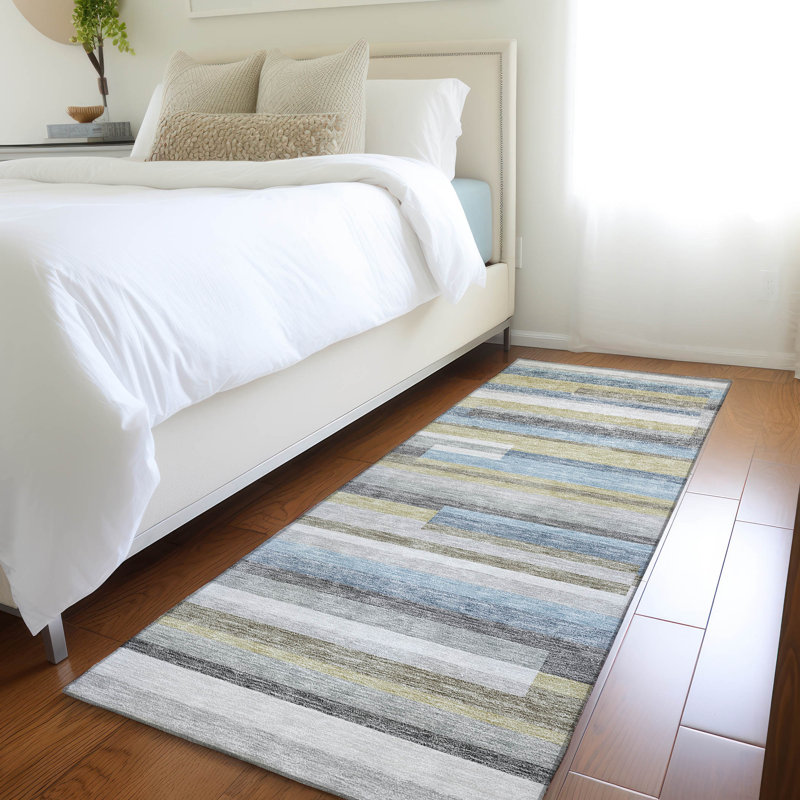 Malchow Washable Striped Indoor / Outdoor Rug, Runner 2'3" x 7'6"