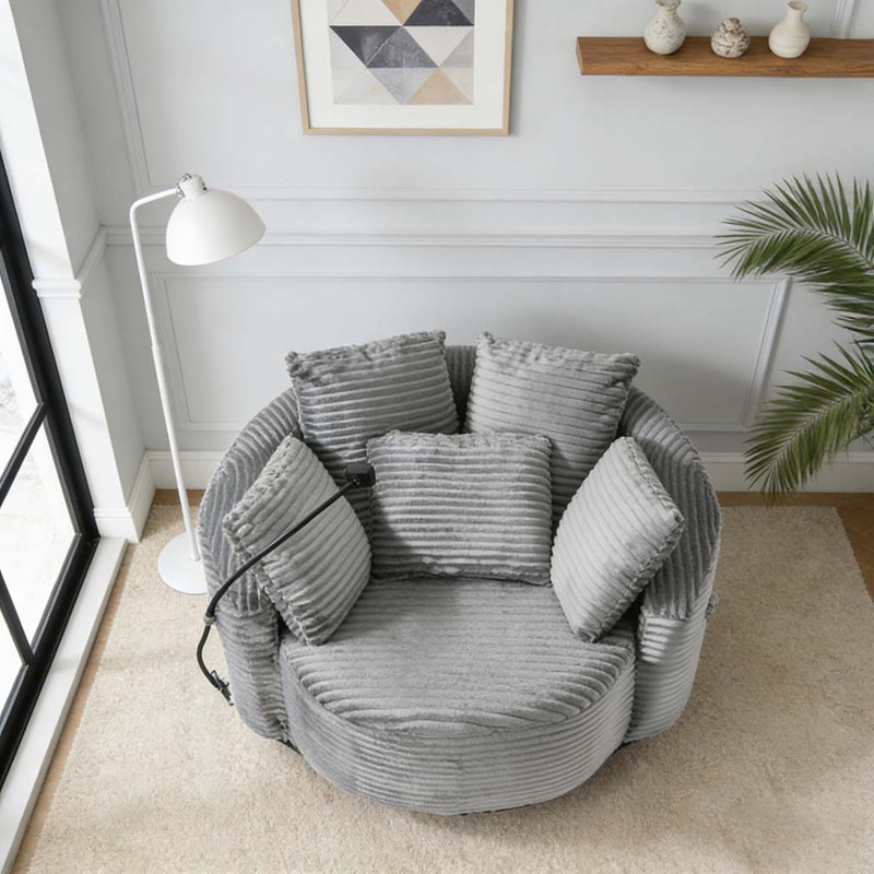 360° Swivel Chair Accent Barrel Chair, Grey