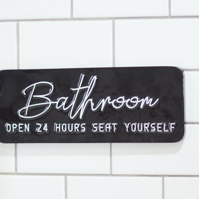 VIP Metal 12 in. Black Bathroom Seat Yourself Sign