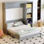 Grand lit escamotable compact avec unités de rangement intégrées pour bureau et bibliothèque, gris-1684235781-1684235783