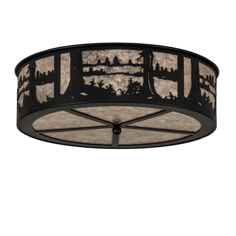 Rustic Lodge 4 - Light Flush Mount, Textured Black