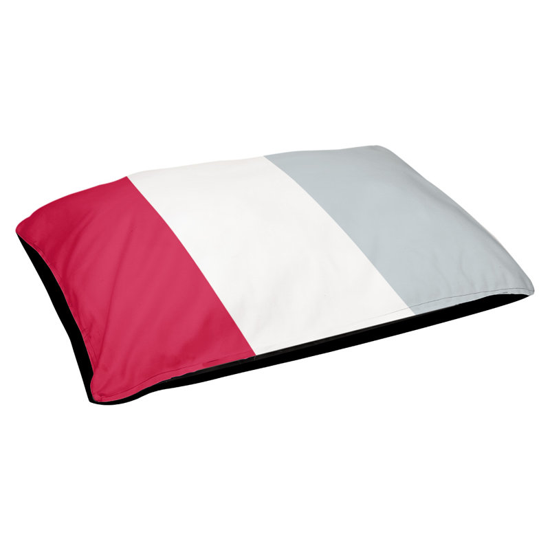 Coussin Golden State, Grand (l 40 po x P 30 po x H 14 po), Rouge / blanc / argent