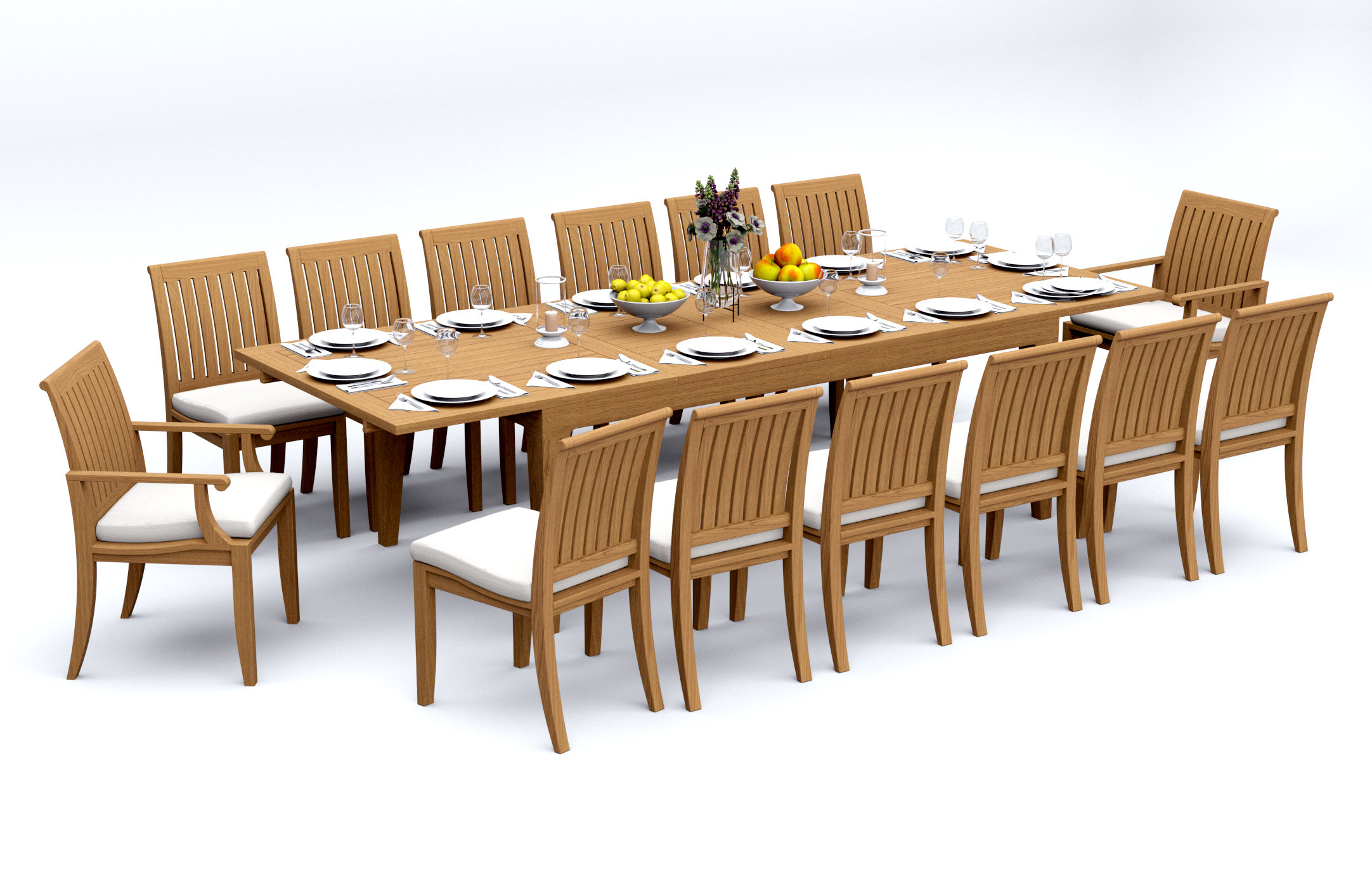 Teak Smith Lagos Rectangle 82'' L Outdoor Dining Set | Wayfair