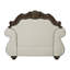 Fauteuil Pierce en tissu beige avec finition cerise