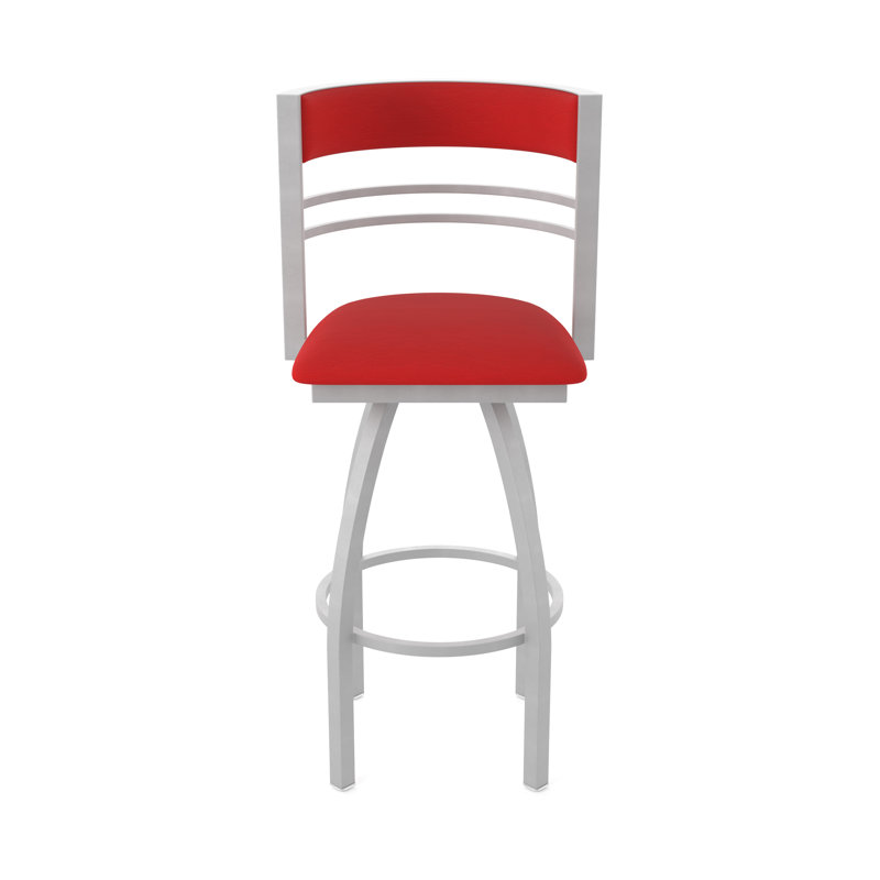 Hunter Swivel Stool, Nickel anodisé, Tabouret de bar (siège d'une hauteur de 36 po), Vinyle - Rouge galop