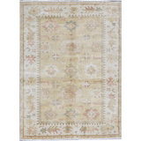 Hand-Knotted High-Quality Gold and Ivory Area Rug