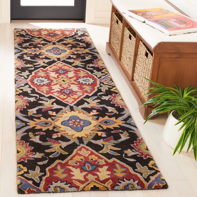 Tapis gris anthracite / rouge Ayofemi Heritage 653, Tapis de couloir 2 pi 3 po x 8 pi