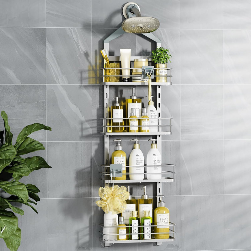 Serviteur de douche anti-balançoire à 4 niveaux réglable en hauteur, avec rangement pour les salles de bain organisées
