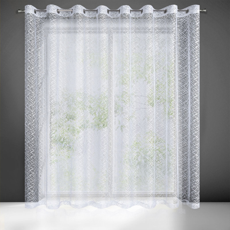 Kashius Sheer Curtain Single Panel, White, 250cm H x 300cm W