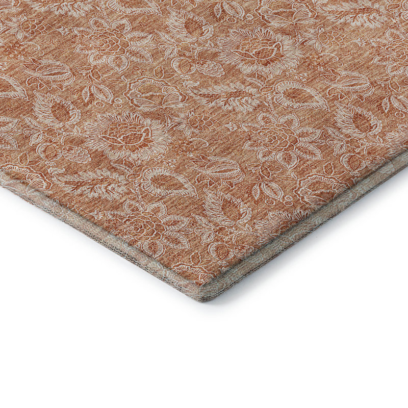 Premium Machine Washable Prisco Salmon Rug, Rectangle 3' x 5'