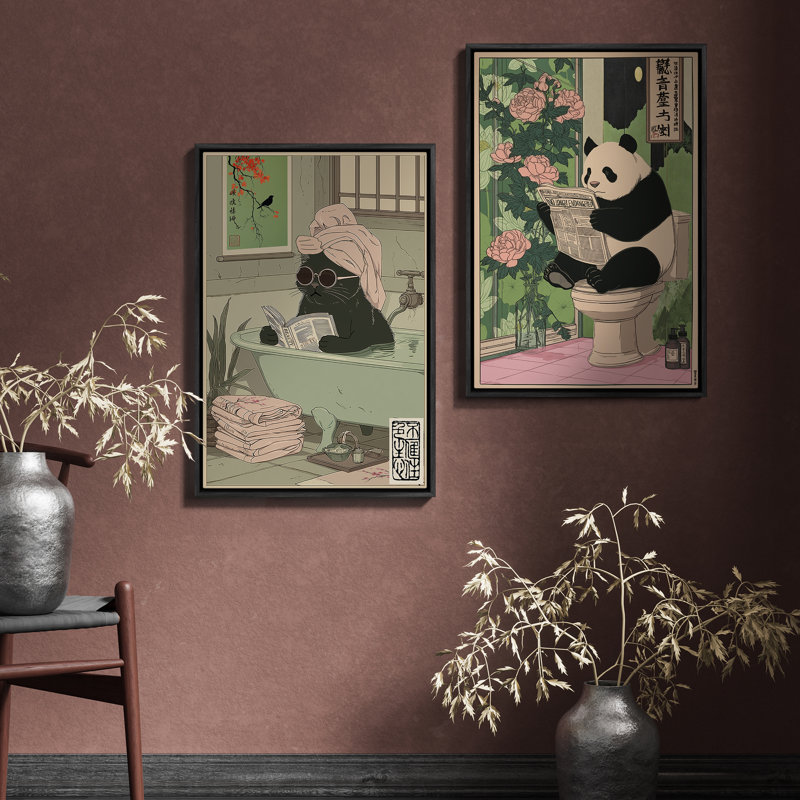 Art mural encadré, rétro, antique, classique pour chambre à coucher - 24 po x 36 po x 2 panneaux, H 36 po x l 24 po, Noir