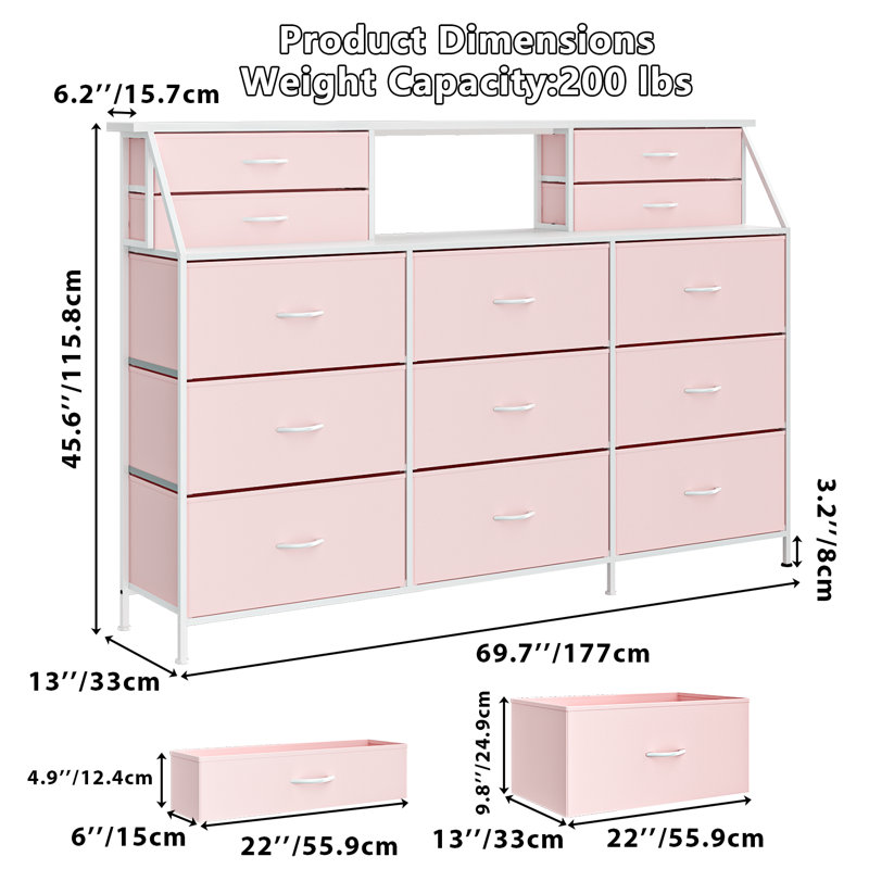 Commode 70 "avec 13 grands tiroirs, Rose