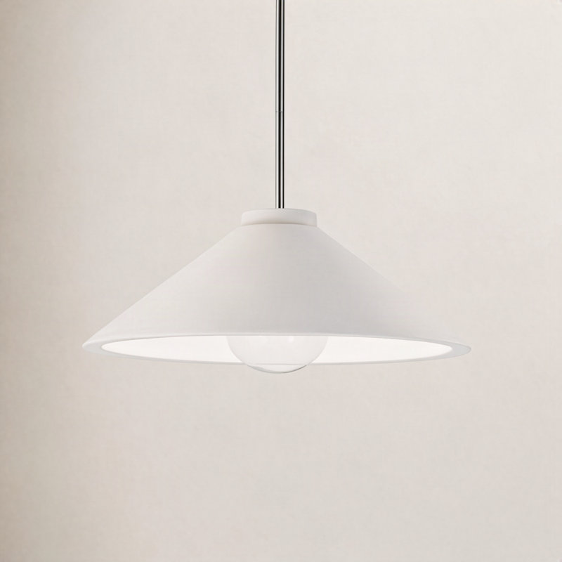 Leni Dimmable LED Single Light Pendant, Gloss White, Polished Chrome