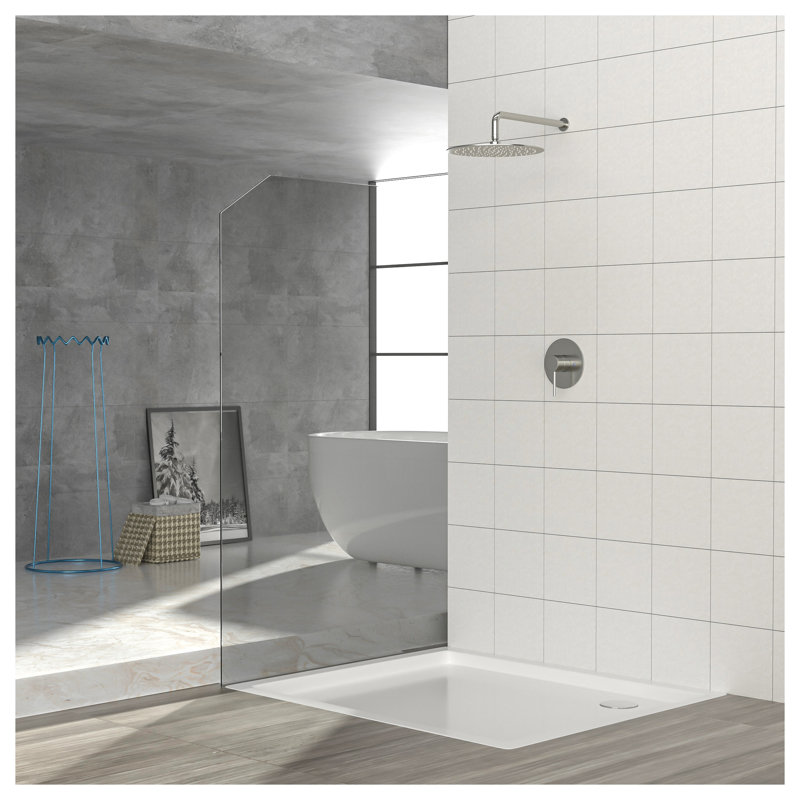 Ensemble de robinetterie de douche en nickel brossé avec pommeau de douche effet pluie de 25 cm et robinet à pression équilibrée