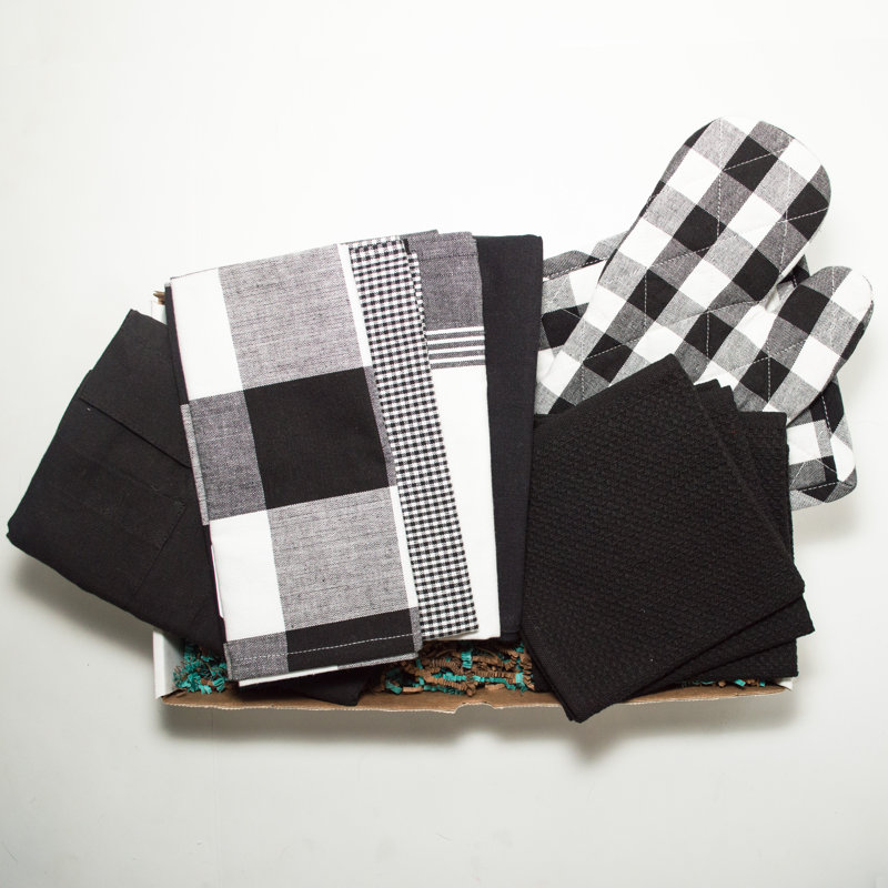 Kitchen Towel Linen Set, Black/White