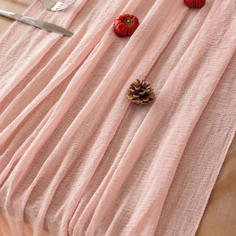 Keketo Spring Easter Table Runner Cheesecloth Rustic Boho Cheese Cloth Runner For Wedding Baby Shower Bridal Shower Sheer Gauze Centerpiece Home Decorations