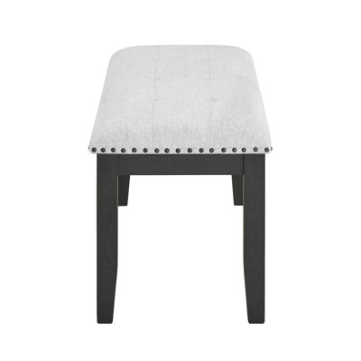 Banc contemporain rembourré avec revêtement gris et pieds noirs pour les repas à la maison